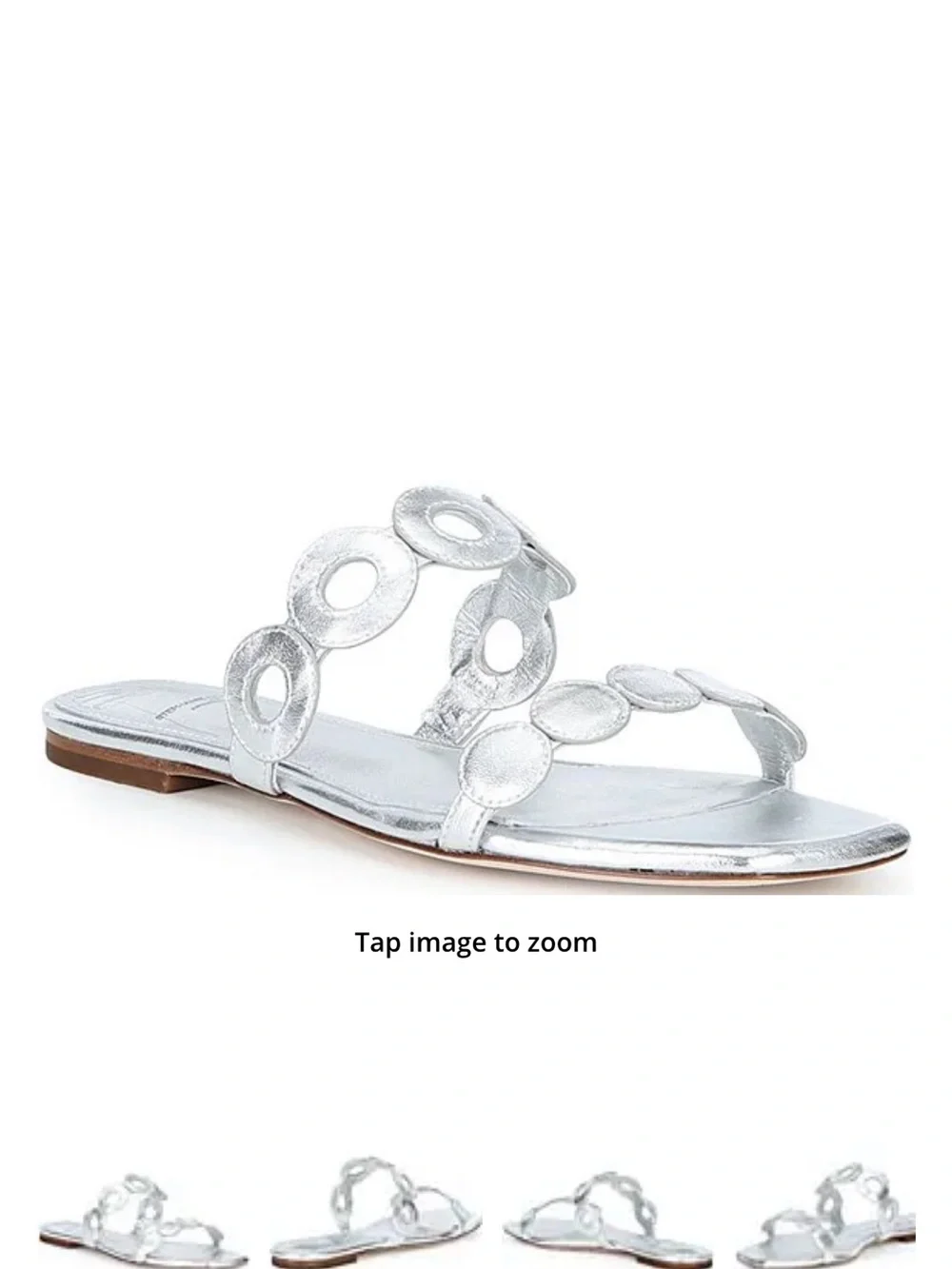ANTONIO MELANI Silver Metallic Circle-Loop Slide Sandals